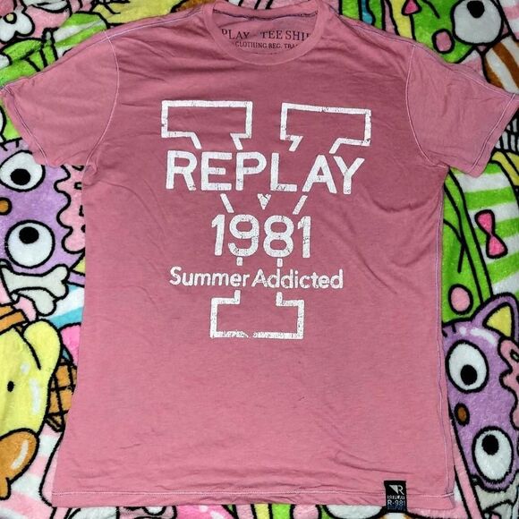 Replay Women's White and Pink T-shirt - Picture 1 of 7
